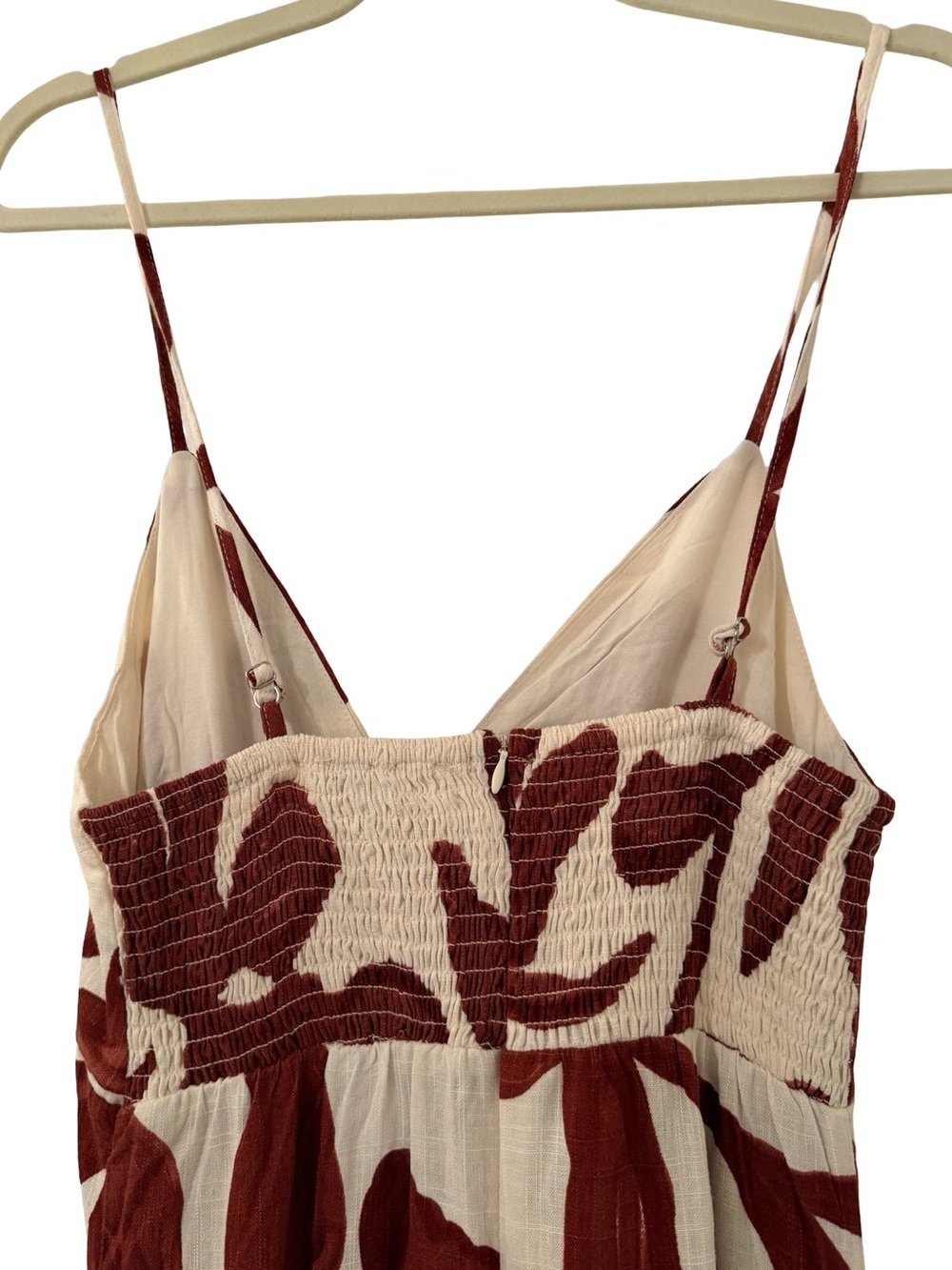 Paper Heart Anthropologie Floral Linen Blend Maxi Dress Ivory Rust S NWT - Picture 6 of 9